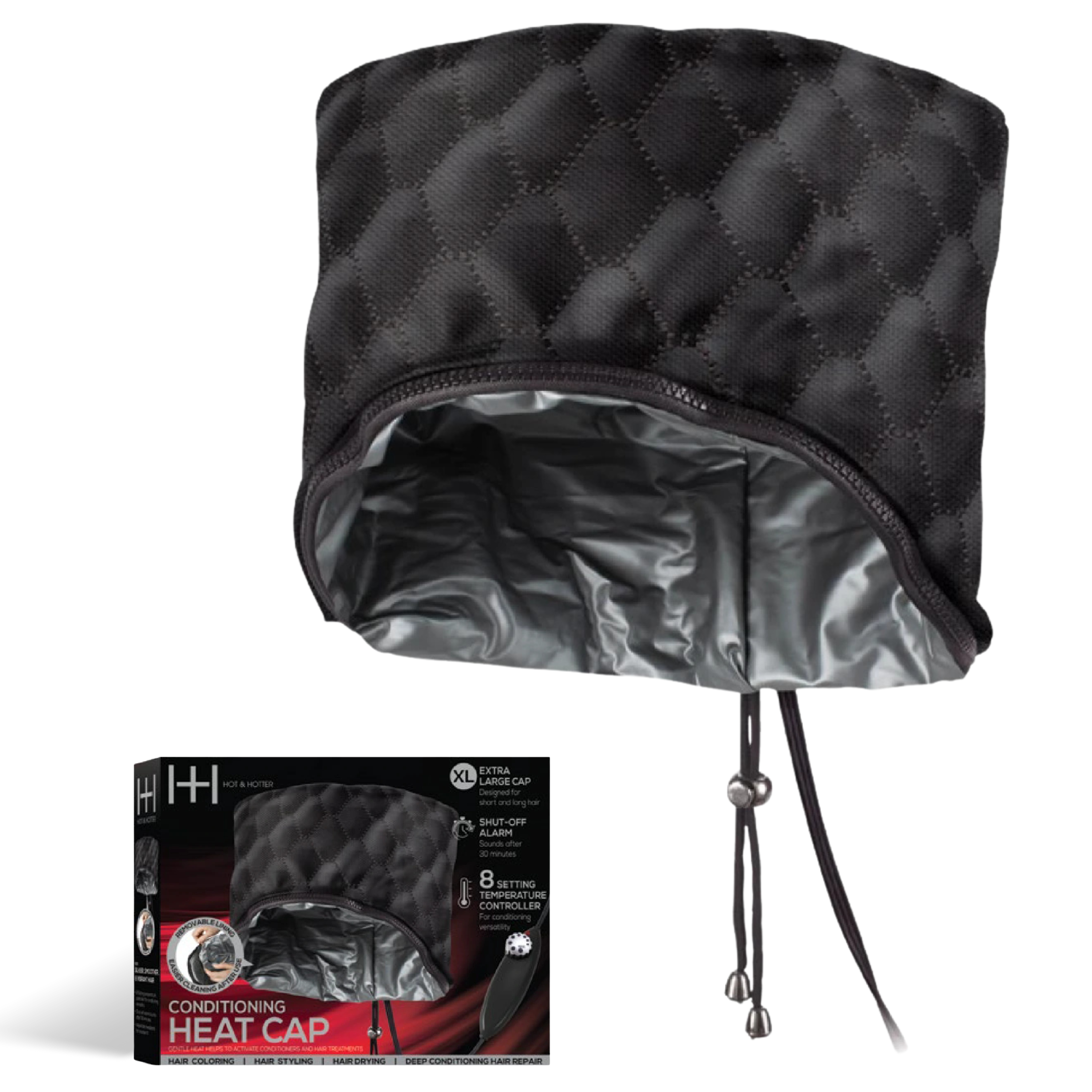 Hot & Hotter 3 In 1 Conditioning Heat Cap, 1 Count, Black