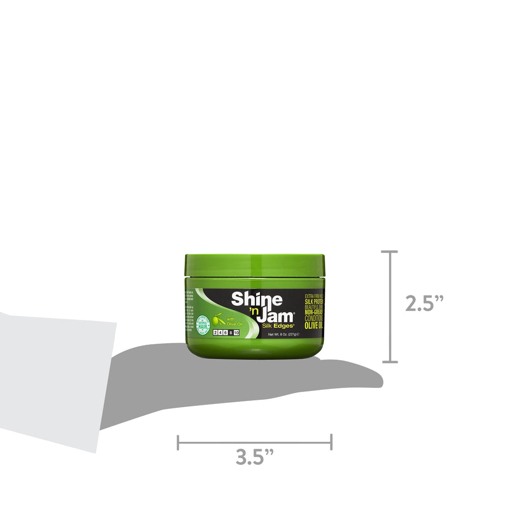 Ampro Shine-n-Jam Edges, Hair Styling Gel, 8 oz., Moisturizing, Unisex