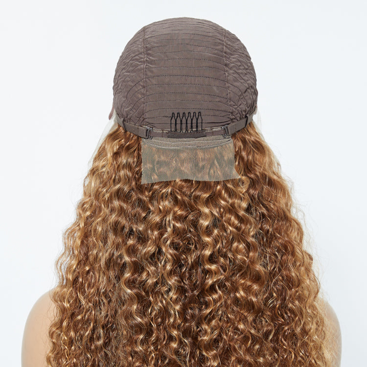 Tedhair 22-24 Inch Pre-Plucked 13"x4" Lace Front Water Wavy Wig Free Part 150% Density-100% Human Hair