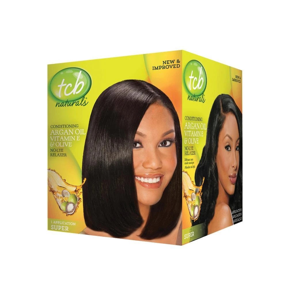 Tcb Naturals Argan Oil Vitamin E & Olive No Lye Relaxer Kit Super