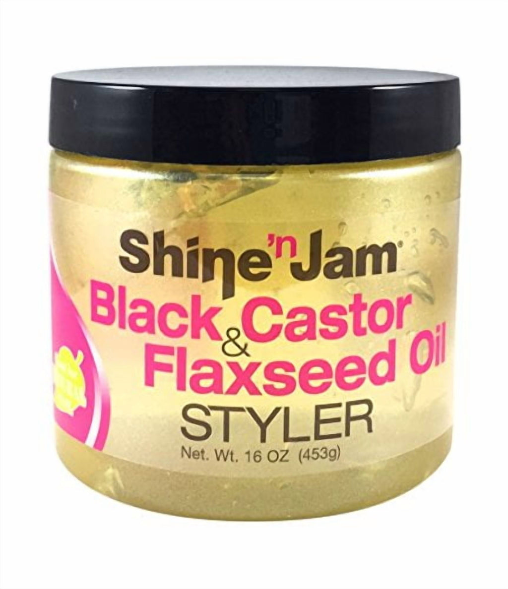 Ampro Shine-n-Jam Black Castor and Flaxseed Oil Styler, 16 oz Gel