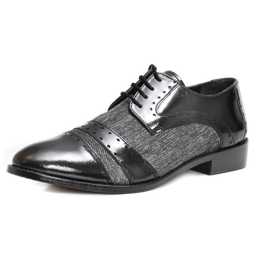 Leather Textile Derby Style Men Dress Shoes