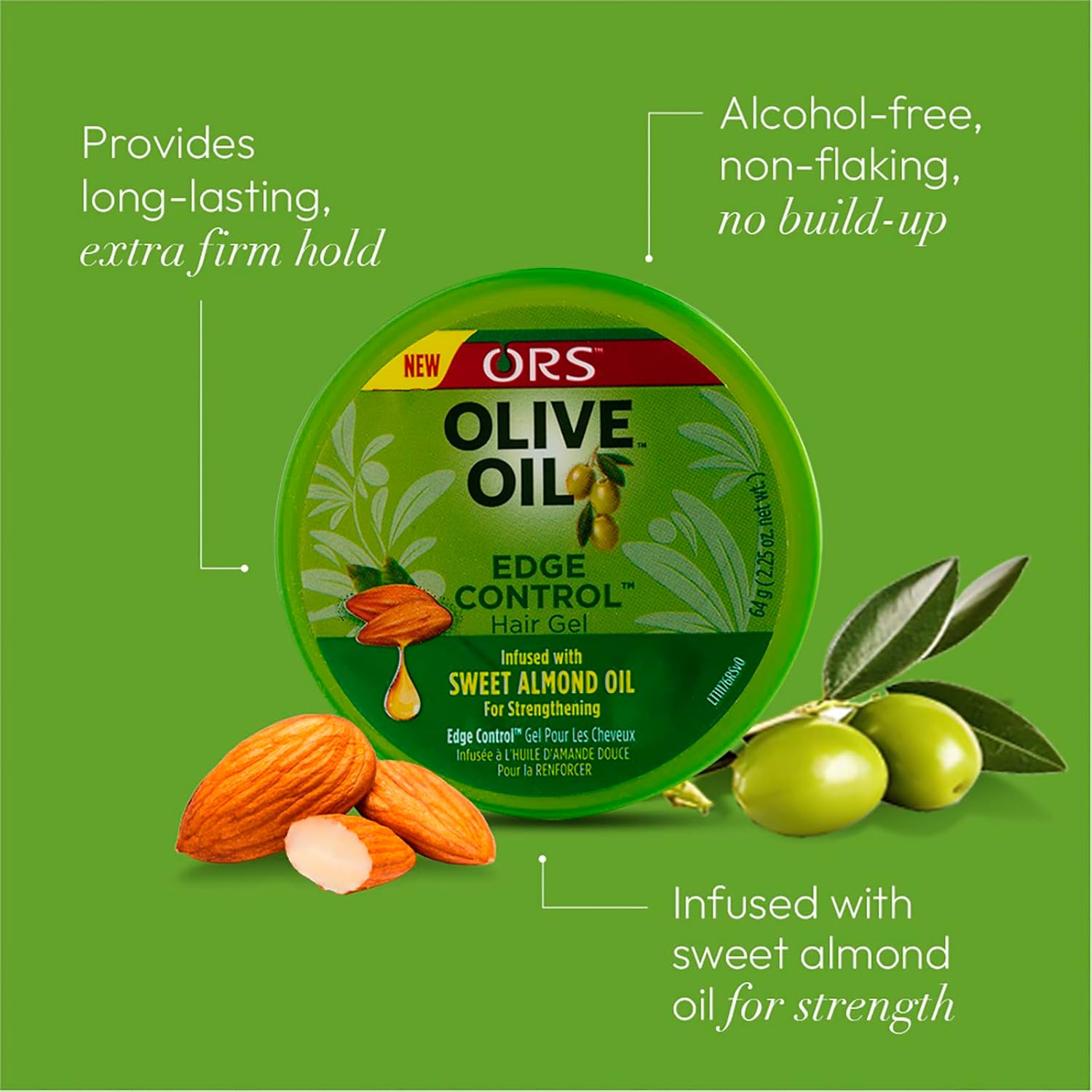 ORS Olive Oil Edge Control Hair Gel for Strengthening (2.2 oz)