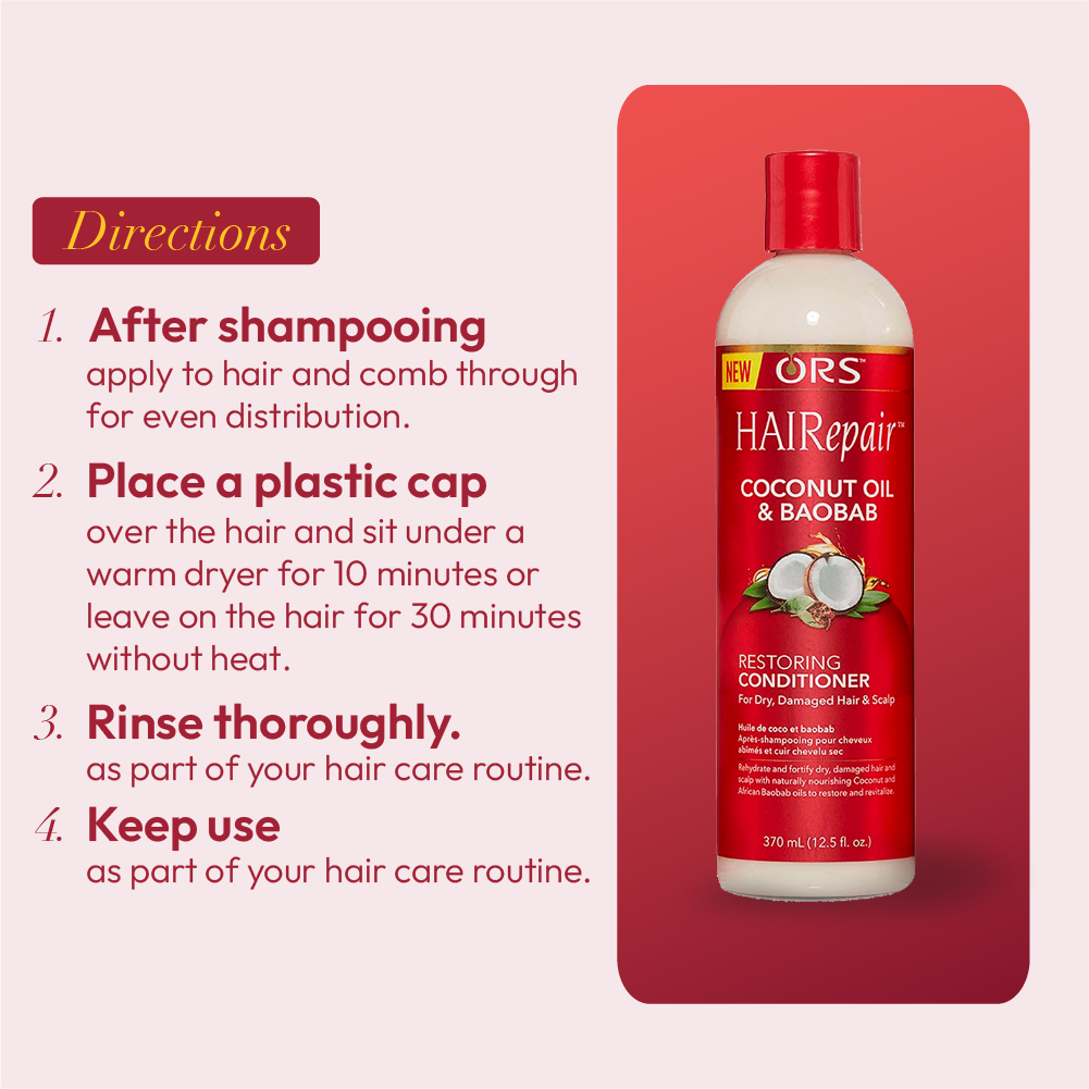 ORS HAIRepair Coconut Oil and Baobab Restoring Conditioner for Dry, Damage Hair & Scalp (12.5 oz)