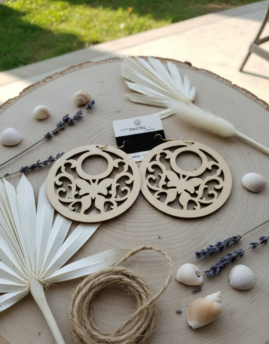 Etched wood earrings