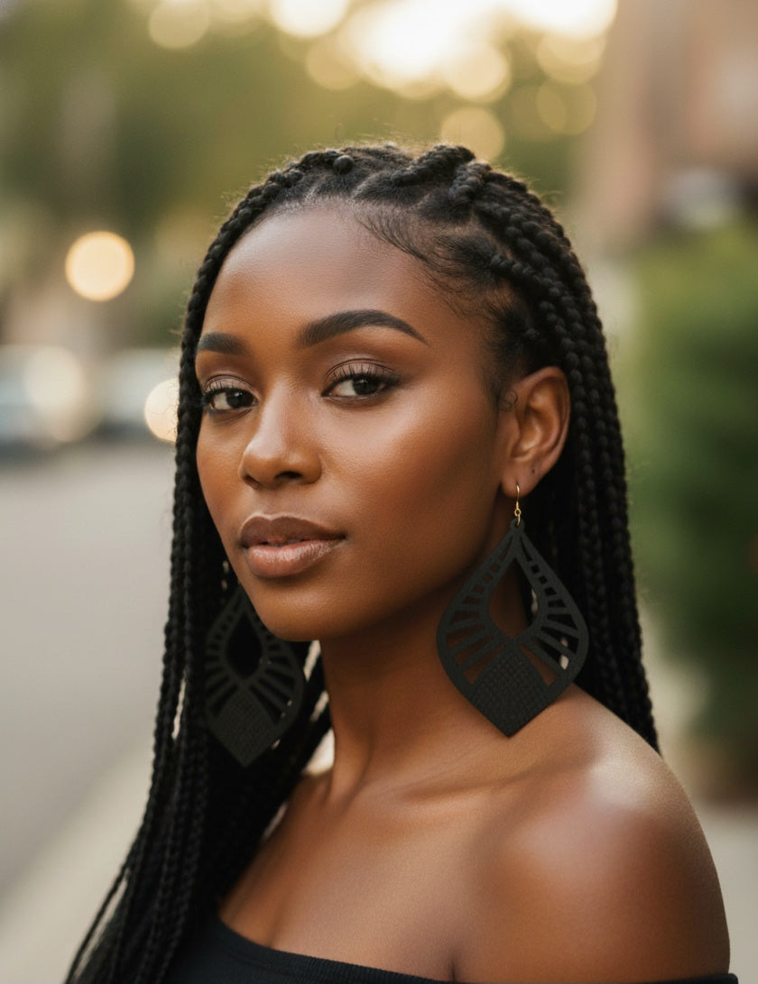 Natural wood teardrop earrings