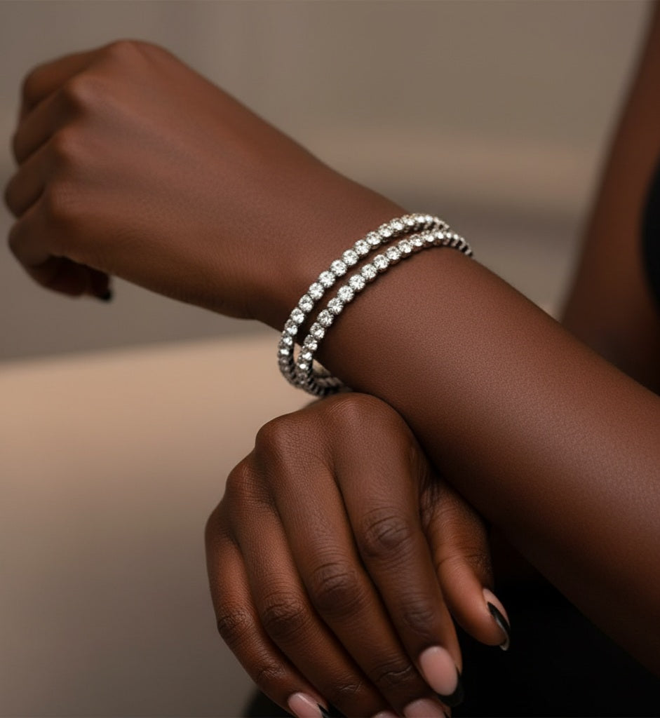 Flexible 5 Line Rhinestone Cuff Bracelet