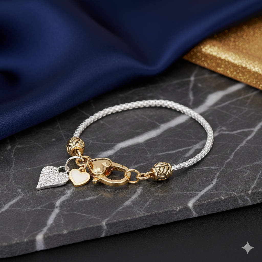Heart Charm Metal Bracelet