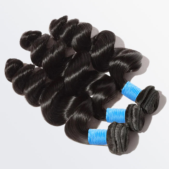 TedHair 10-30 Inch Loose Wavy Virgin Brazilian Hair #1B Natural Black