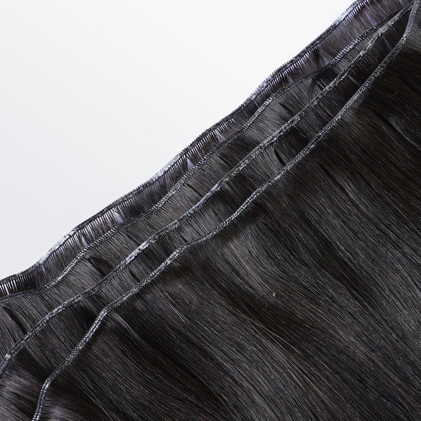 Tedhair 18-24 Inches Ultra Thin Straight Genius Weft Dark #1B Natural Black