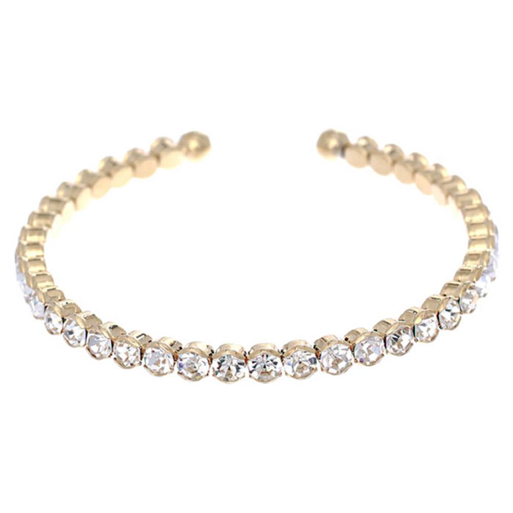 Round Stone Basic Open Cuff Bracelet