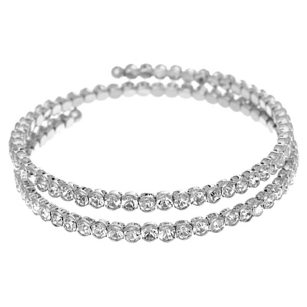 Flexible 5 Line Rhinestone Cuff Bracelet