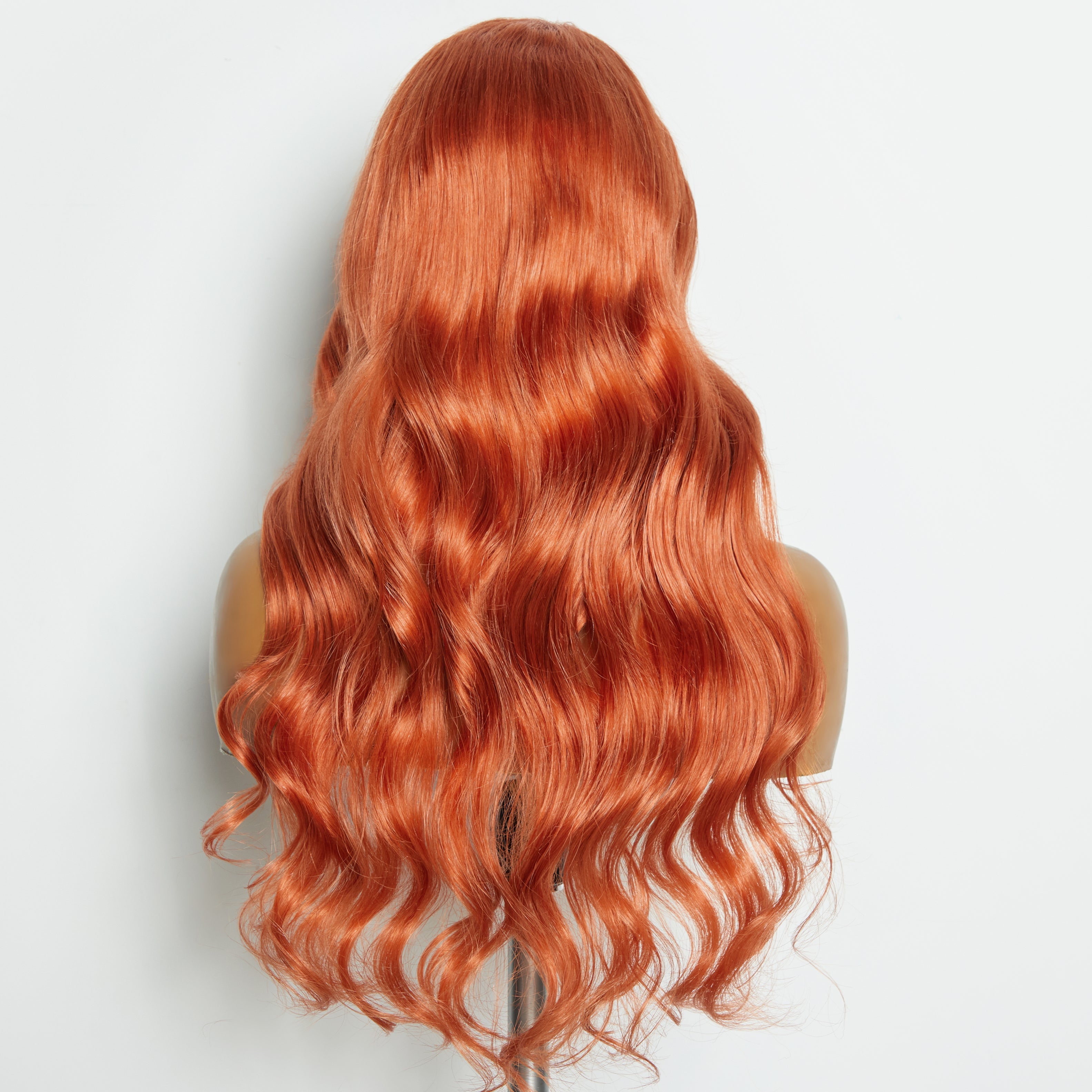 Tedhair 24 Inches Ginger 13"x4" Lace Front Body Wavy Wig Pre-Plucked Free Part 150% Density-100% Human Hair