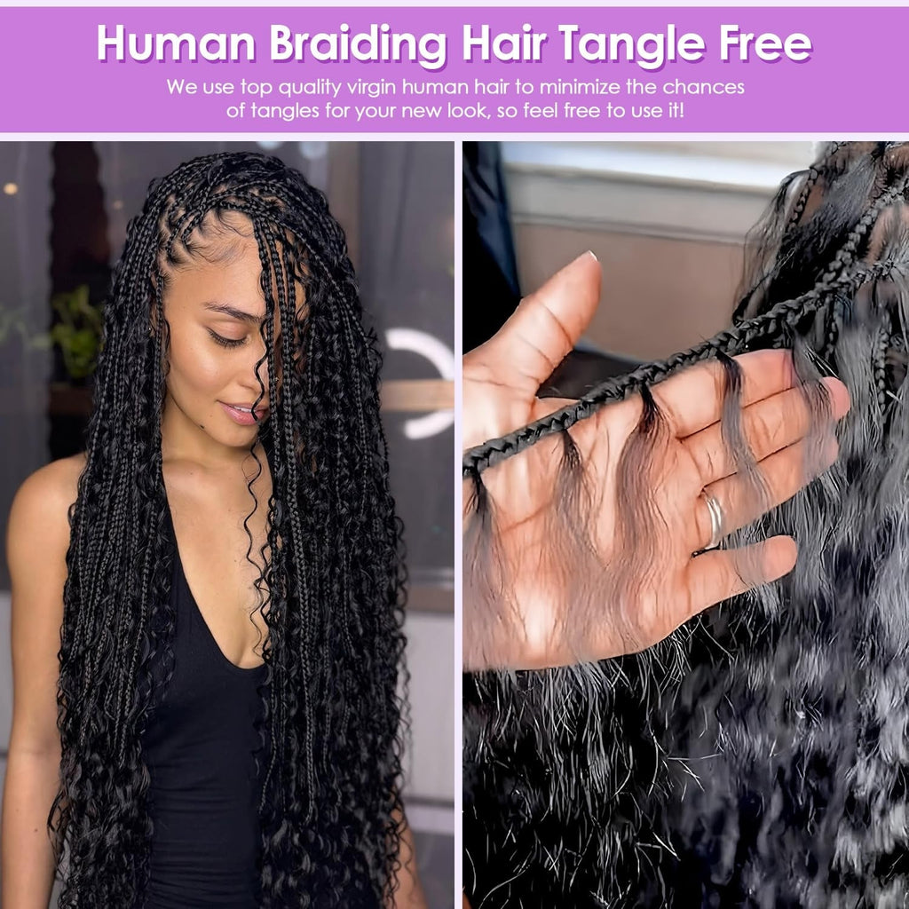 TedHair Deep Wave Bulk Hair For Braiding #1B Natural Black