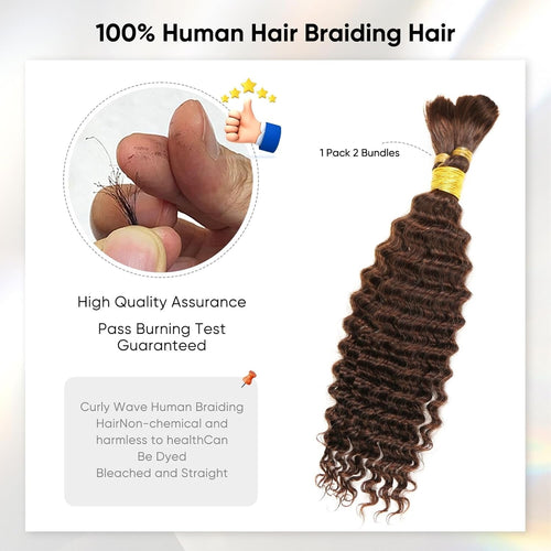TedHair 20inch Deep Wave Bulk Hair For Braiding #4 Color