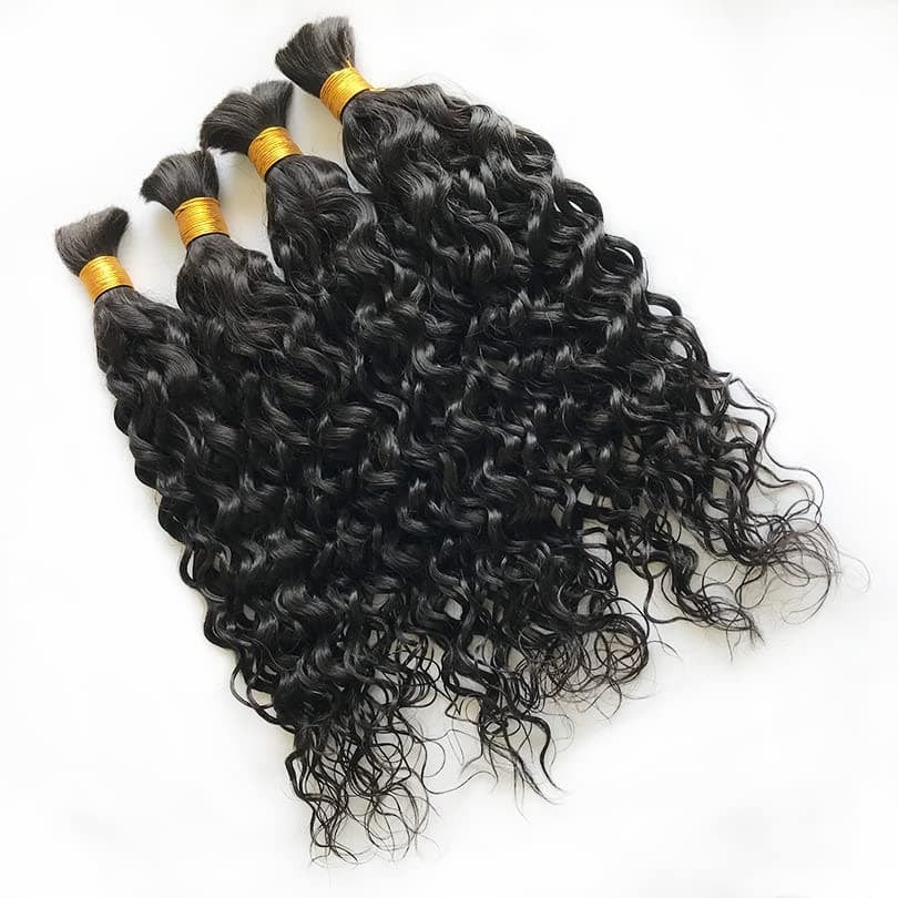 TedHair Water Wave Bulk Hair For Braiding #1B Natural Black