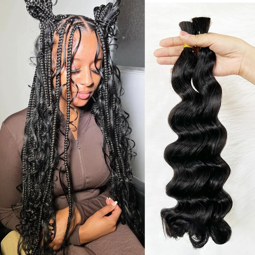 TedHair Loose Wave Bulk Hair For Braiding #1B Natural Black