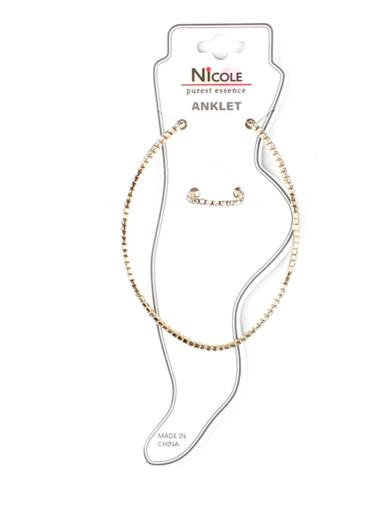 Rhinestone Anklet And Toe Ring Set