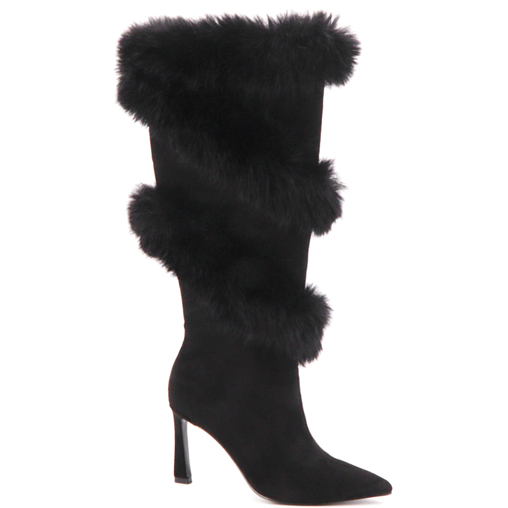 Fur Trimmed Pointy Toe Boots