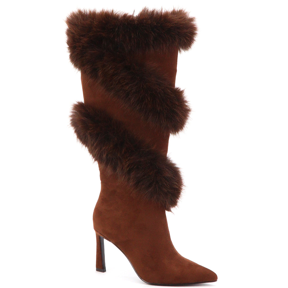 Fur Trimmed Pointy Toe Boots