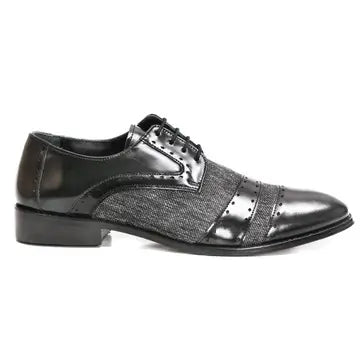 Leather Textile Derby Style Men Dress Shoes