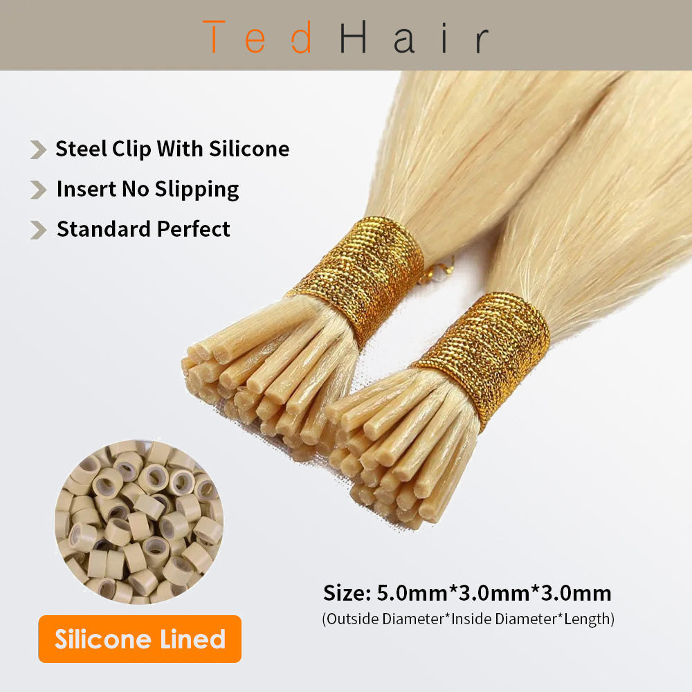 Tedhair I Tip Hair Extensions Natural Remy Human Hair (#613 Lightest Blonde )