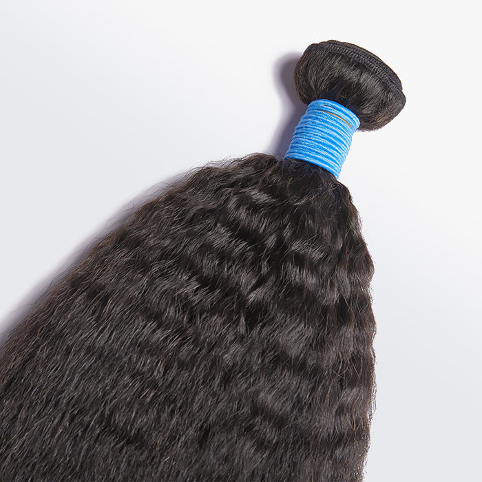 TedHair 10-30 Inch Kinky Straight Virgin Brazilian Hair #1B Natural Black