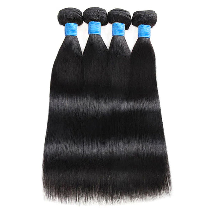TedHair 10-36 Inch Straight Virgin Brazilian Hair #1B Natural Black