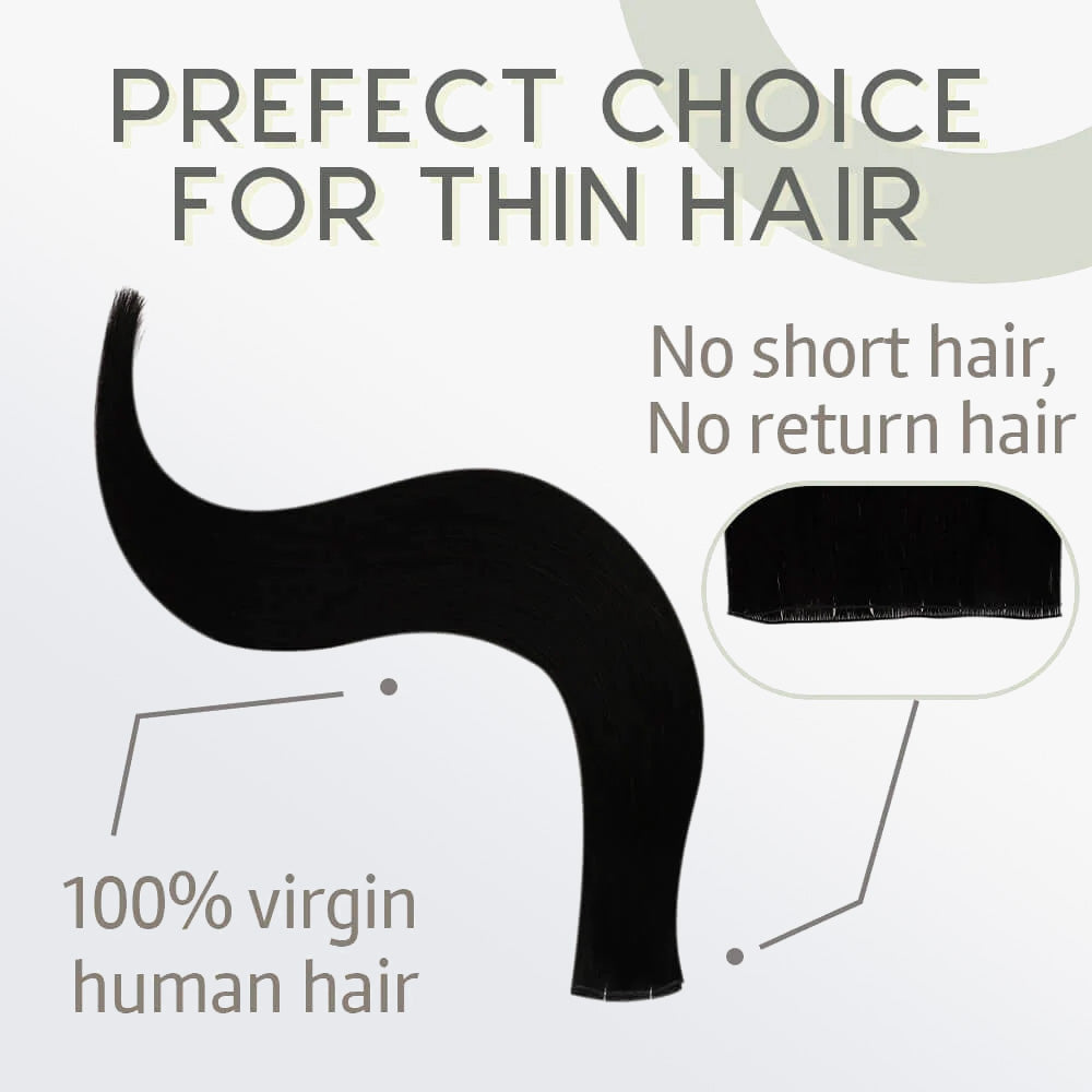 Tedhair 18-24 Inches Ultra Thin Straight Genius Weft Dark #1B Natural Black