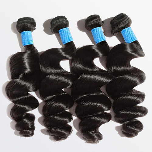 TedHair 10-30 Inch Loose Wavy Virgin Brazilian Hair #1B Natural Black