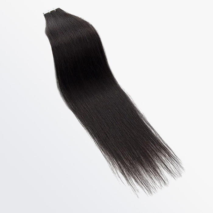 TedHair Premium Quality Straight Tape In Remy Hair Extensions #1B Natural Black