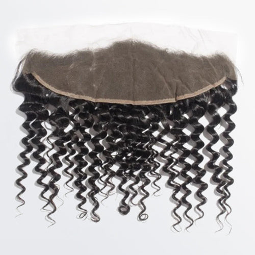 TedHair 14-20 Inch 13" x 4" Deep Curly Free Parted Frontal #1B Natural Black