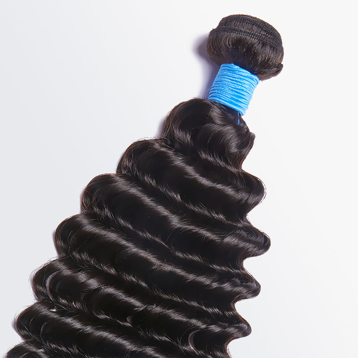 TedHair 10-30 Inch Deep Wavy Virgin Brazilian Hair #1B Natural Black