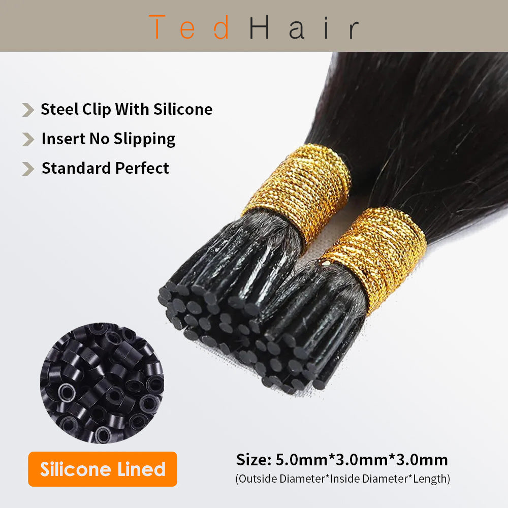 Tedhair I Tip Hair Extensions Straight Natural Remy Human Hair (#1B Natural Black)