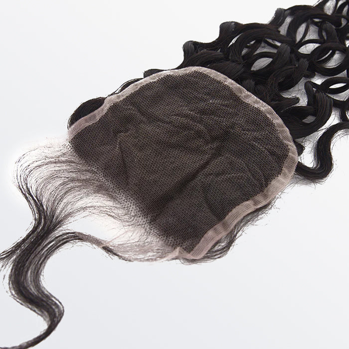 TedHair 14-18 Inch 4" x 4" Water Wavy Free Parted Lace Closure #1B Natural Black