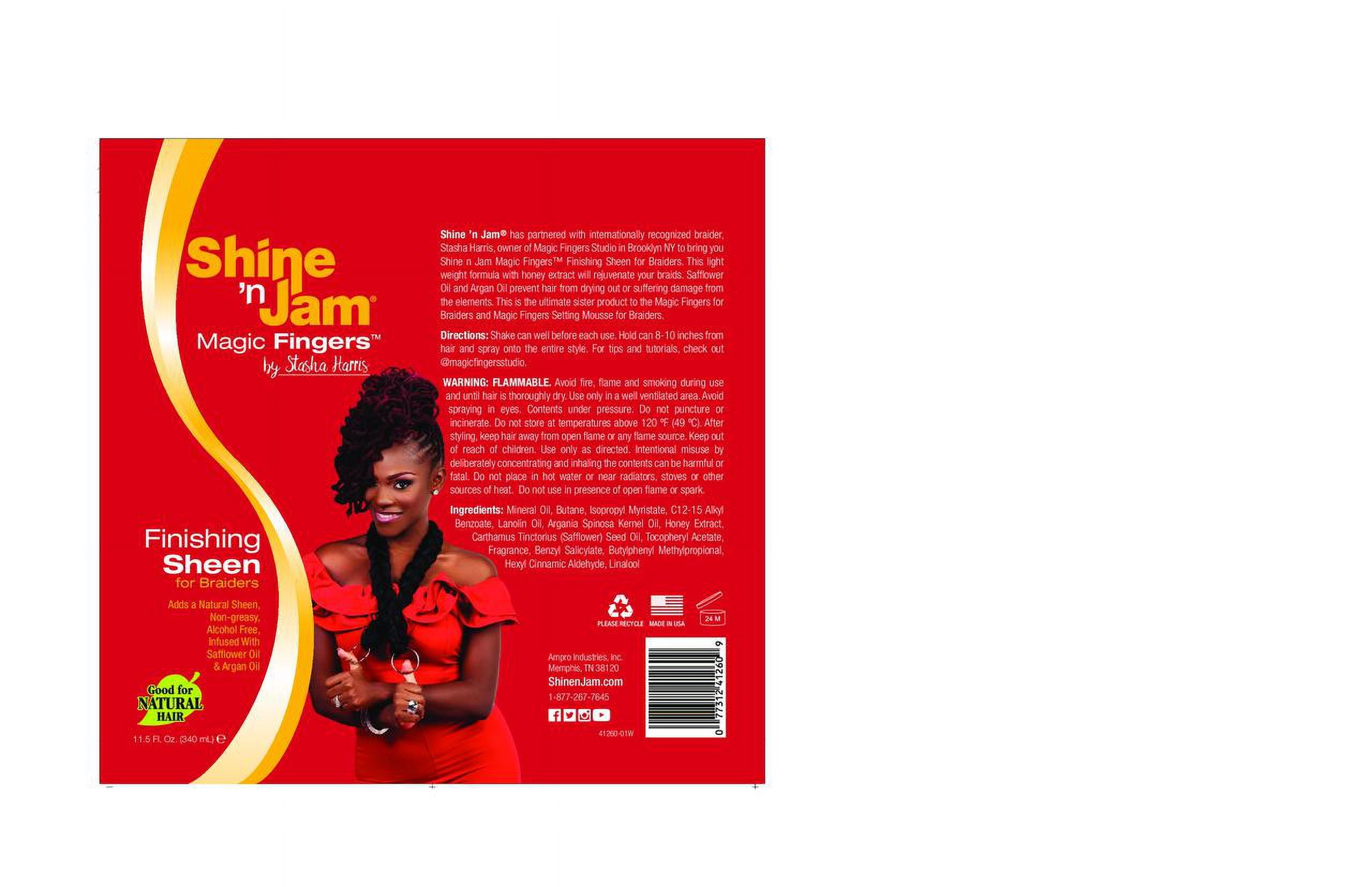 Shine 'n Jam Magic Fingers Unisex Finishing Sheen for Braiders, Moisturizing, 11.5oz, Hair Spray