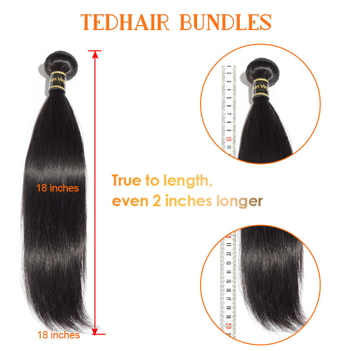 TedHair 14-30 Inch 12A Premium Raw Indian Hair Straight #1B Natural Black ｜One Bundle