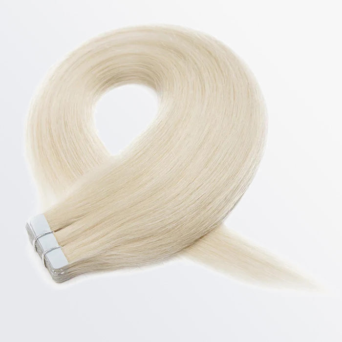 TedHair Premium Quality Straight Tape In Remy Hair Extensions #60 White Blonde