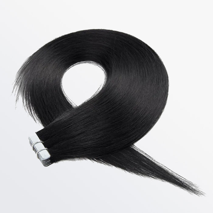 TedHair Premium Quality Straight Tape In Remy Hair Extensions #1 Jet Black