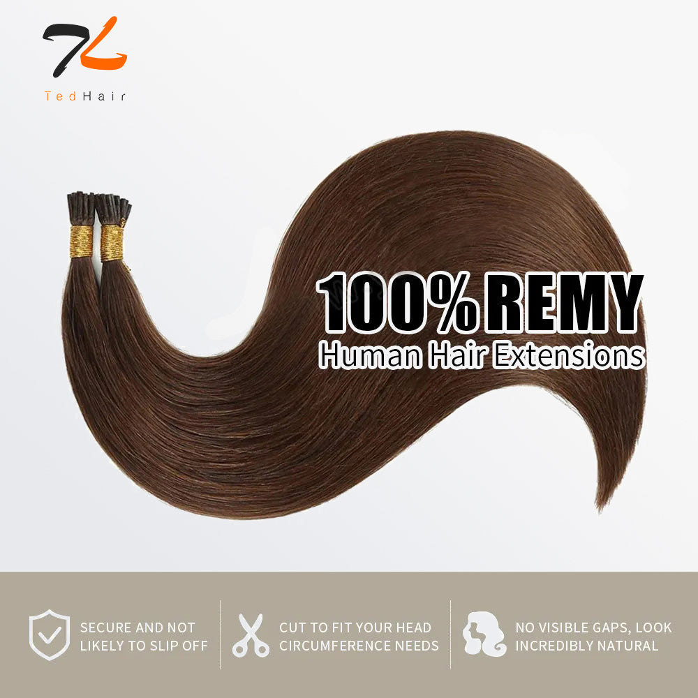 Tedhair I Tip Hair Extensions Natural Remy Human Hair (#4 Chocolate Brown)