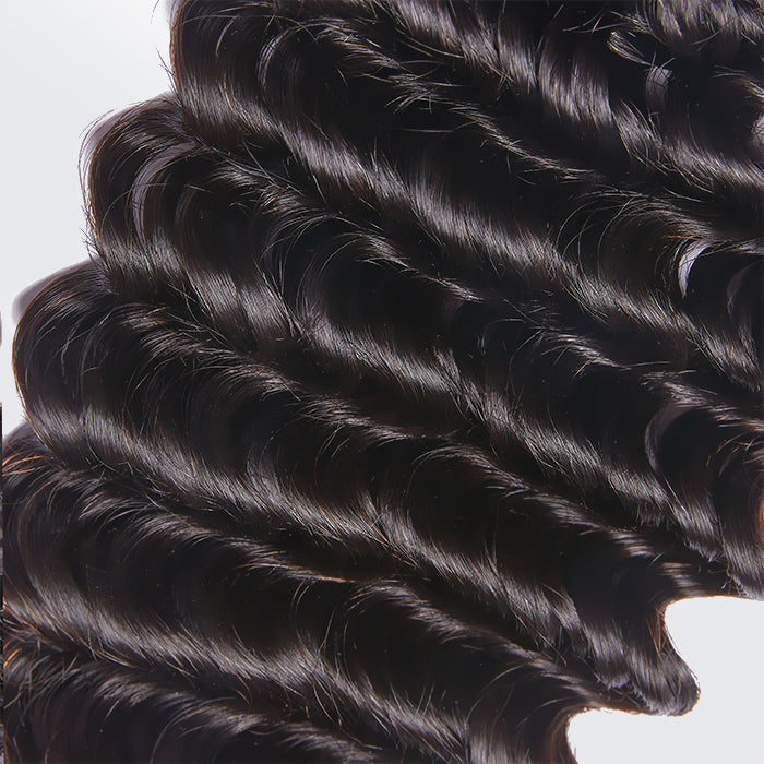TedHair 10-30 Inch Deep Wavy Virgin Brazilian Hair #1B Natural Black