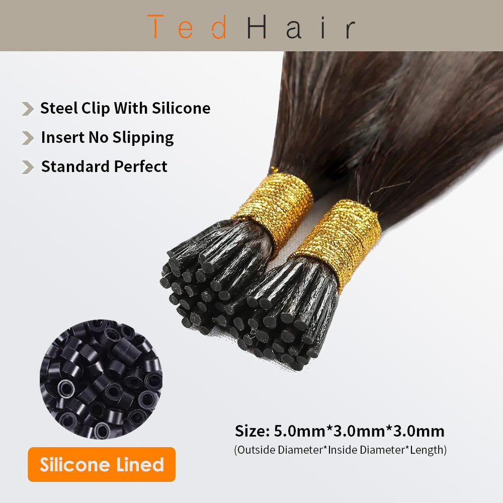Tedhair I Tip Hair Extensions Straight Natural Remy Human Hair (#2 Darkest Brown )