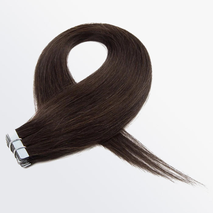 TedHair Premium Quality Straight Tape In Remy Hair Extensions #2 Darkest Brown