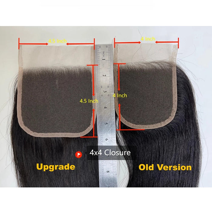 TedHair 12-20 Inch 4.5" x 4.5" Upgrade Body Wavy Free Parted Lace Closure #1B Natural Black