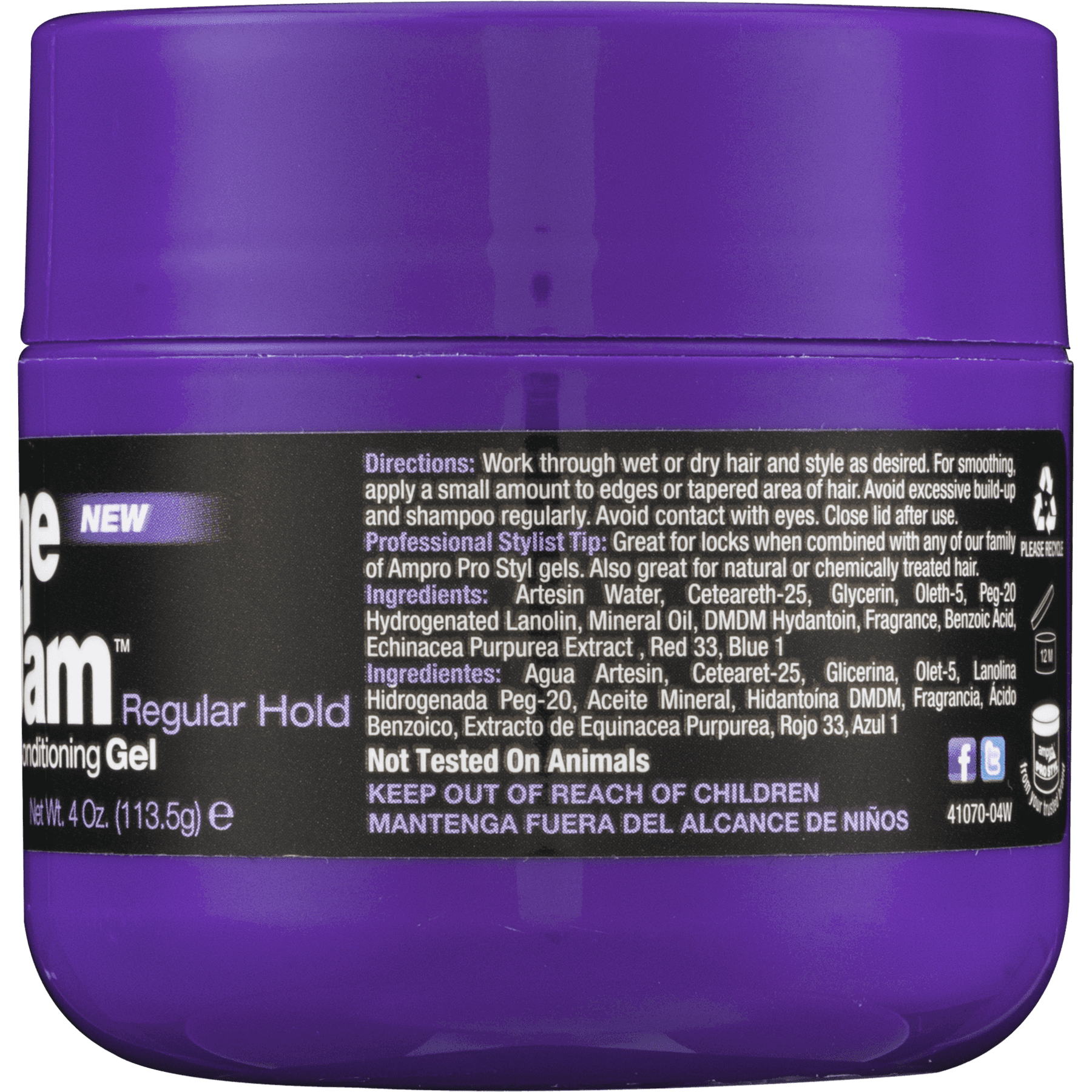 Ampro Shine N Jam Nourishing Moisturizing Jar Hair Styling Gel, 4 oz., Unisex