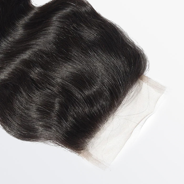 TedHair 12-20 Inch 4.5" x 4.5" Upgrade Body Wavy Free Parted Lace Closure #1B Natural Black