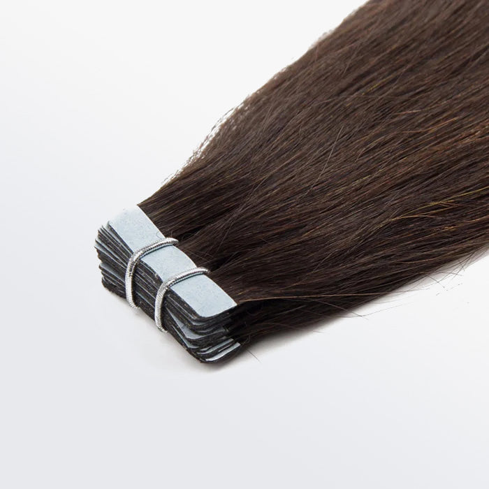 TedHair Premium Quality Straight Tape In Remy Hair Extensions #2 Darkest Brown