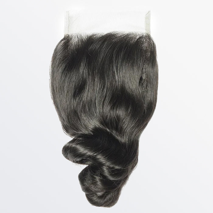 TedHair 14-20 Inch 4" x 4" Loose Wavy Free Parted Lace Closure #1B Natural Black