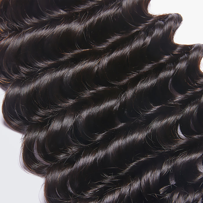 TedHair 10-30 Inch Deep Wavy Virgin Brazilian Hair #1B Natural Black