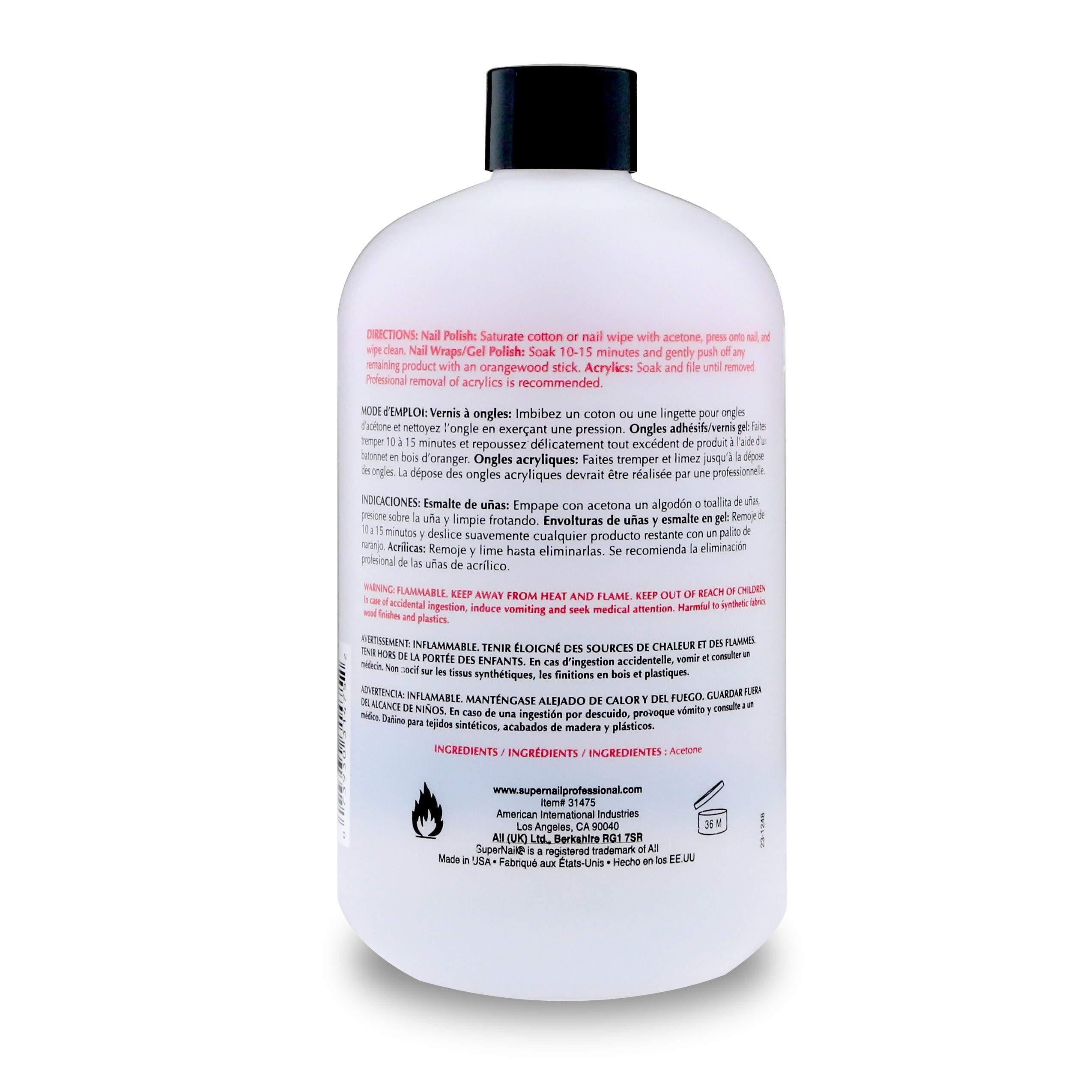 Super Nail Pure Acetone Polish Remover, 8 oz
